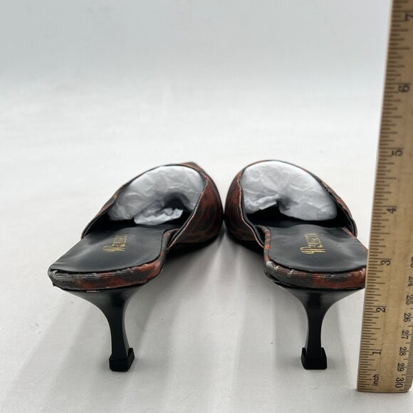 Wansseny Leopard Pointed Toe Slip On Comfy Mules Low Kitten Heel Backless Pumps - Picture 5 of 8